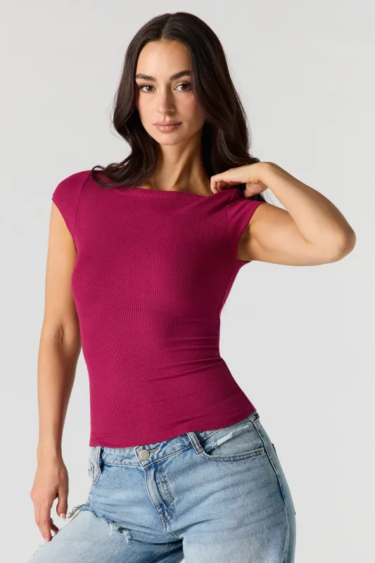 Ribbed Boat Neck Top made by Urban Planet