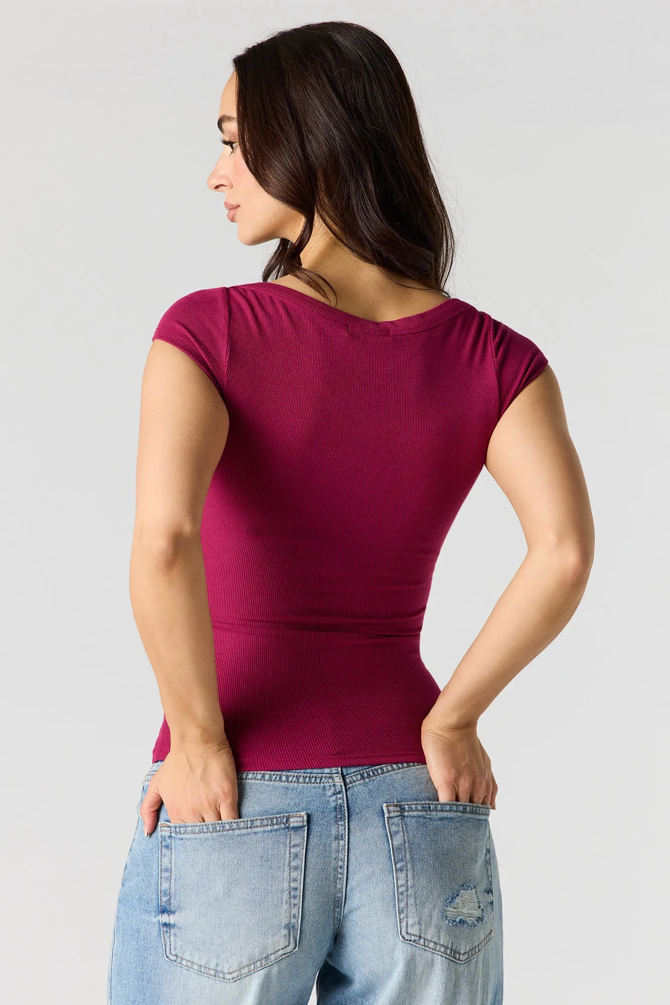 Ribbed Boat Neck Top sold by Urban Planet product image thumbnail 2