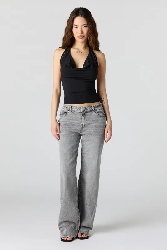 Paris Stretch High Rise Wide Leg Grey Jean made by Stitches