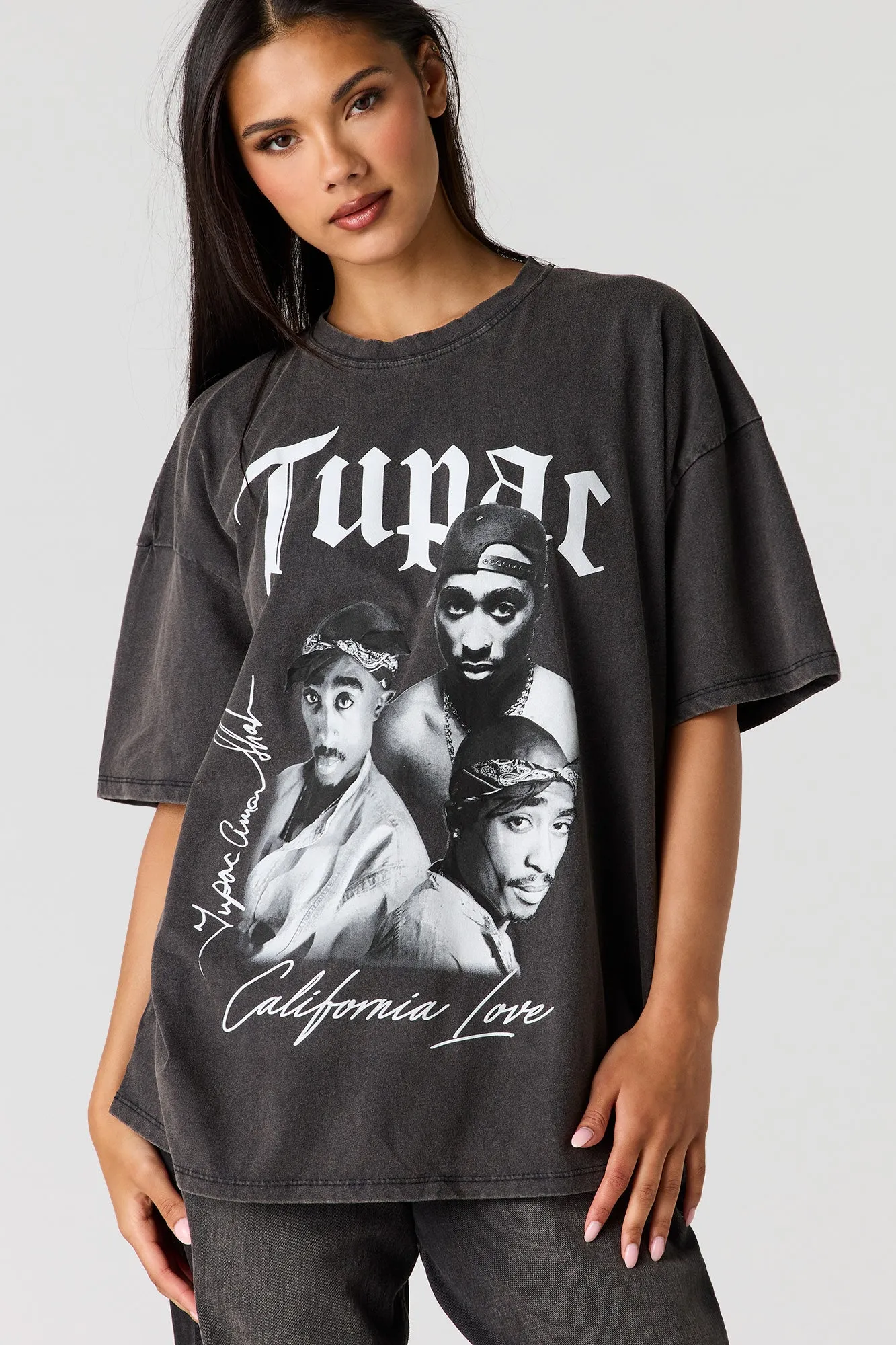 Tupac Graphic Washed Boyfriend T-Shirt sold by Urban Planet product image thumbnail 4