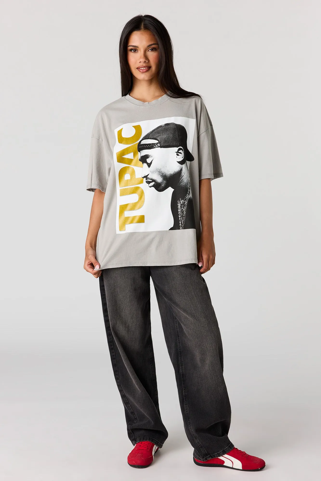 Tupac Graphic Washed Boyfriend T-Shirt sold by Urban Planet product image thumbnail 3