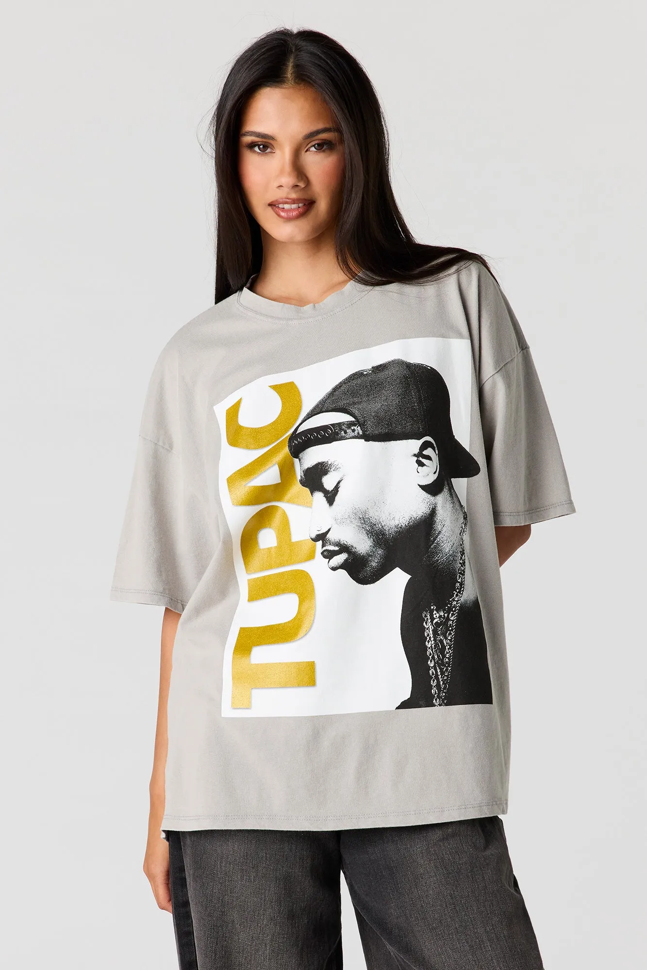 Tupac Graphic Washed Boyfriend T-Shirt sold by Urban Planet