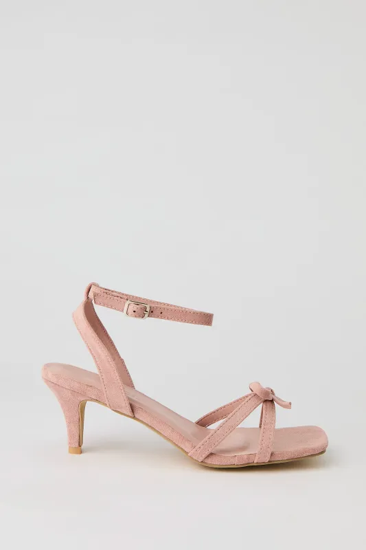 Faux Suede Strappy Bow Heel made by Stitches