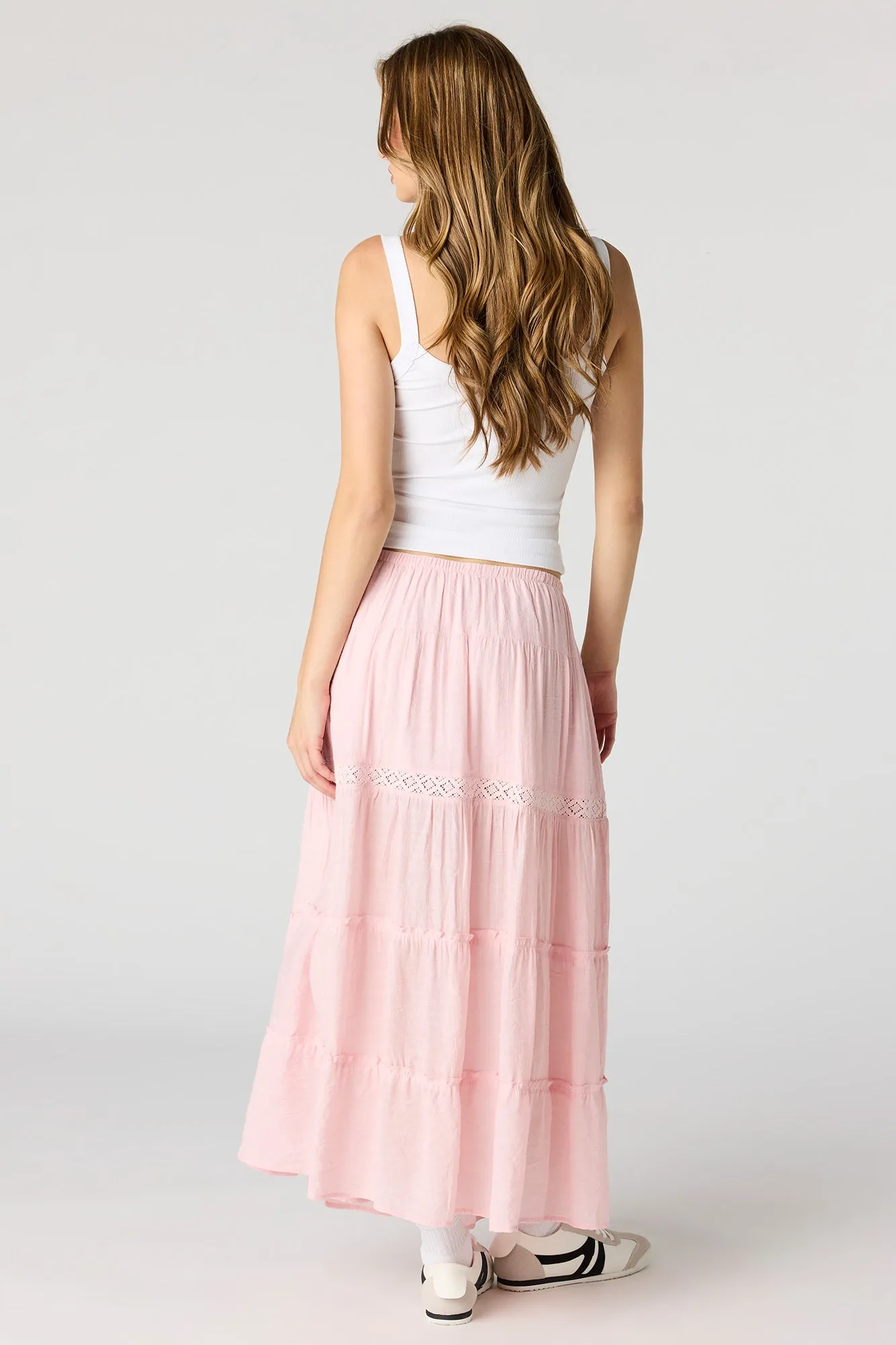 Crochet Detail Tiered Slit Maxi Skirt sold by Urban Planet product image thumbnail 3