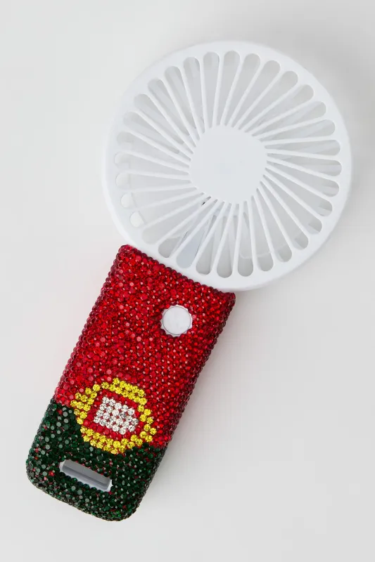 Portugal Rhinestone Handheld Mini Fan made by Stitches