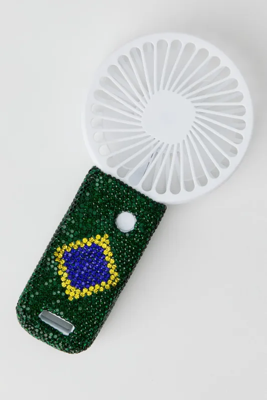 Brazil Rhinestone Handheld Mini Fan made by Stitches