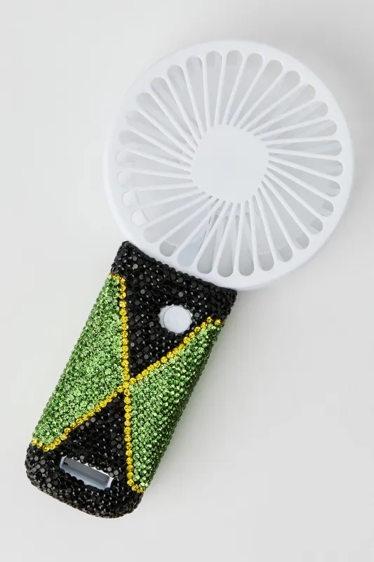 Jamaica Rhinestone Handheld Mini Fan made by Stitches
