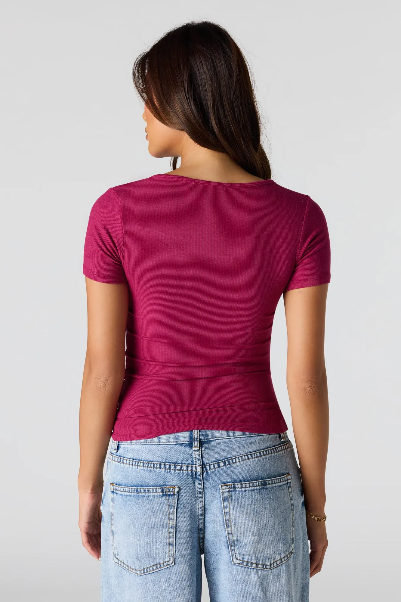 Ribbed Scoop Neck T-Shirt sold by Urban Planet product image thumbnail 2