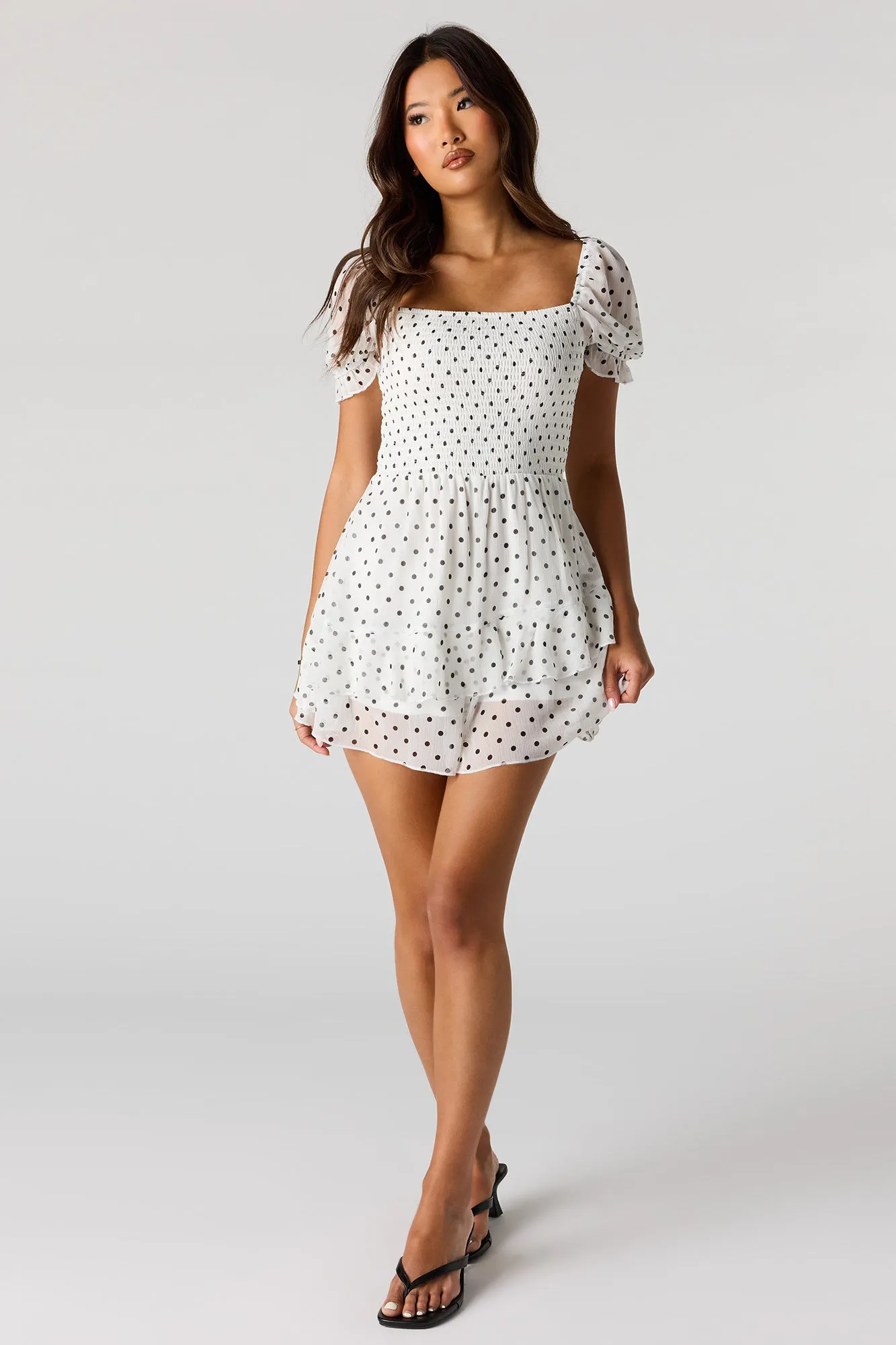 Chiffon Smocked Puff Sleeve Mini Dress sold by Urban Planet product image thumbnail 3