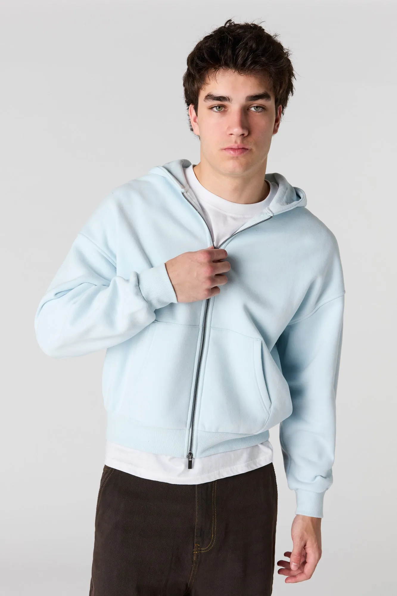 Premium Heavyweight Fleece 2-Way Zip Boxy Hoodie sold by Urban Planet product image thumbnail 4