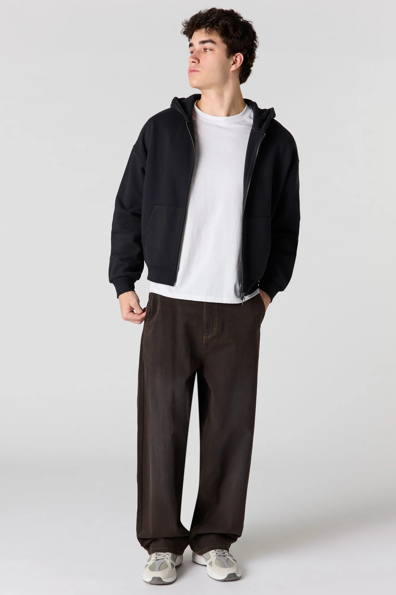 Premium Heavyweight Fleece 2-Way Zip Boxy Hoodie sold by Urban Planet product image thumbnail 3