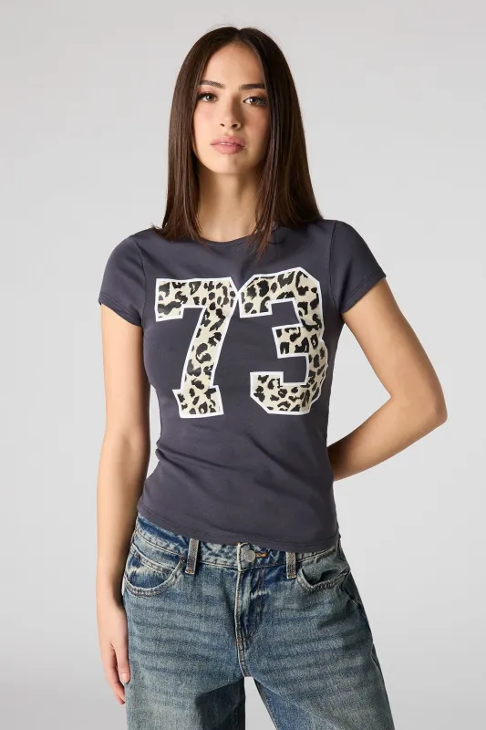 Graphic Ribbed Fitted T-Shirt made by Stitches