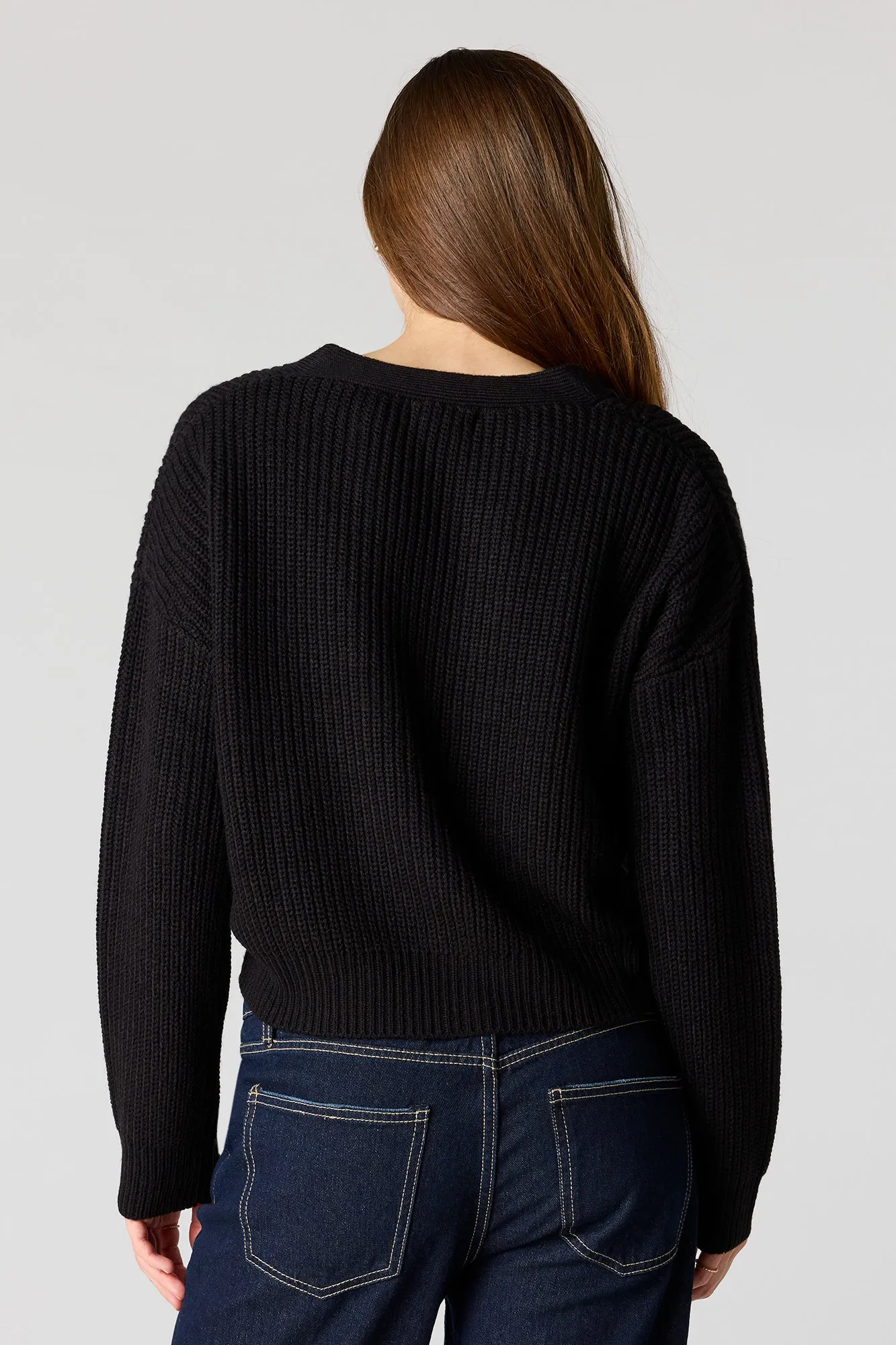 Ribbed Knit Button-Up Cardigan sold by Urban Planet product image thumbnail 5