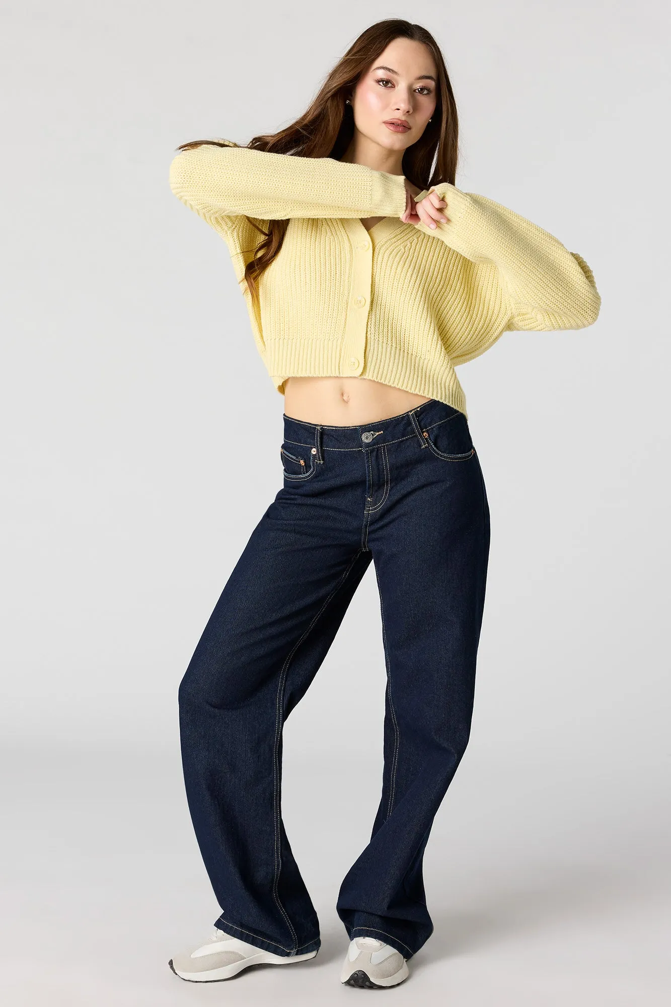 Ribbed Knit Button-Up Cardigan sold by Urban Planet product image thumbnail 3