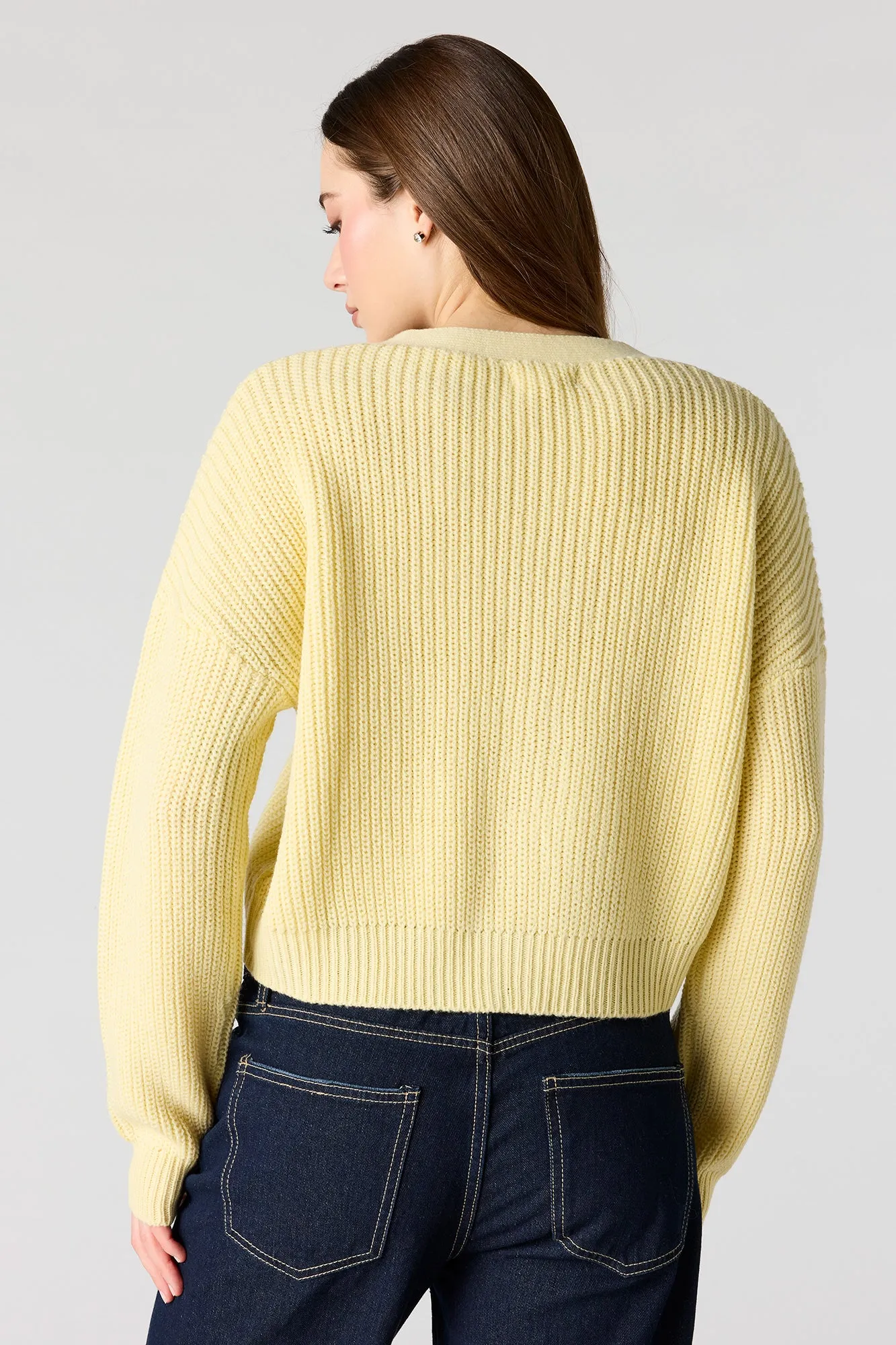 Ribbed Knit Button-Up Cardigan sold by Urban Planet product image thumbnail 2
