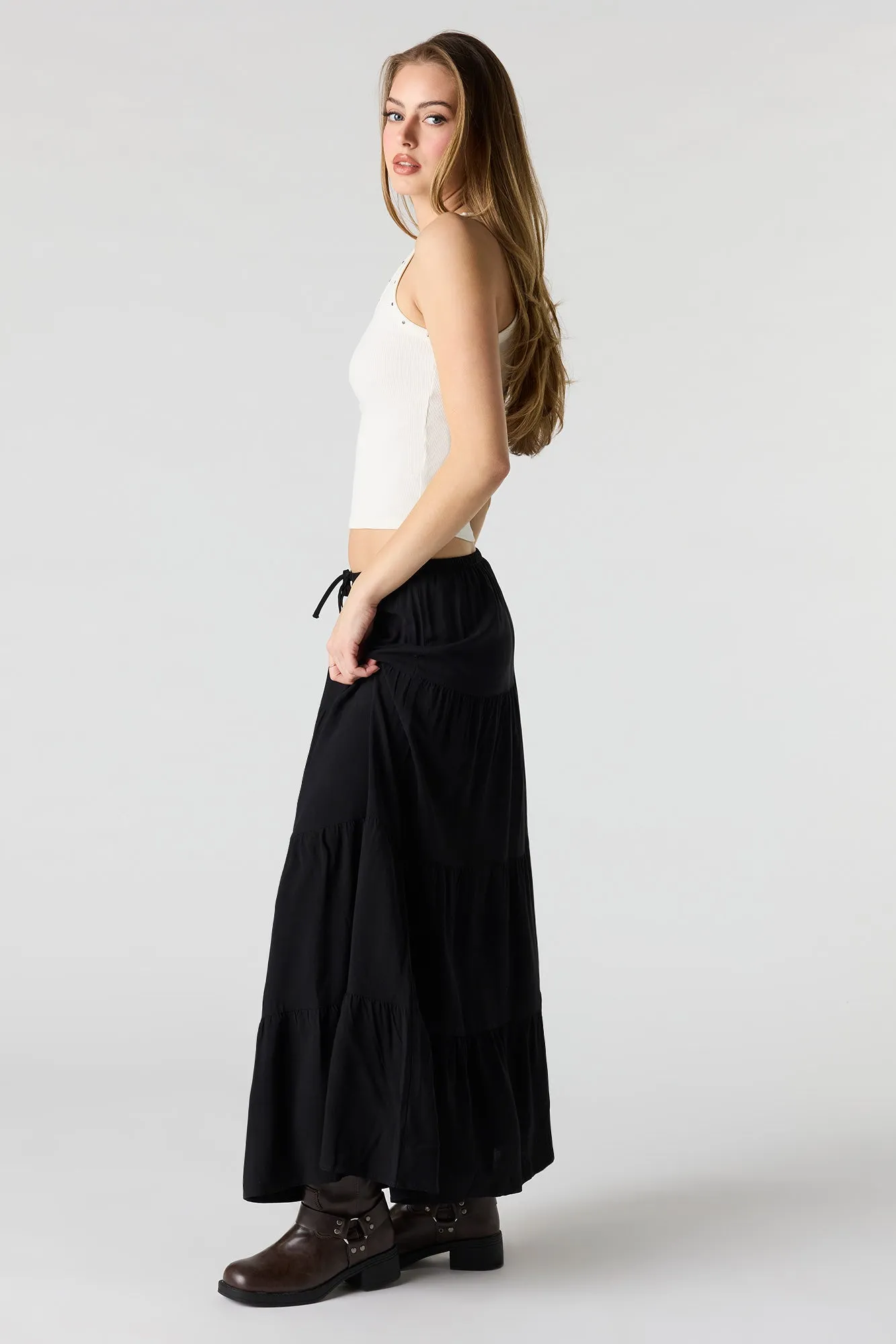 Drawstring Tiered Maxi Skirt sold by Urban Planet product image thumbnail 5