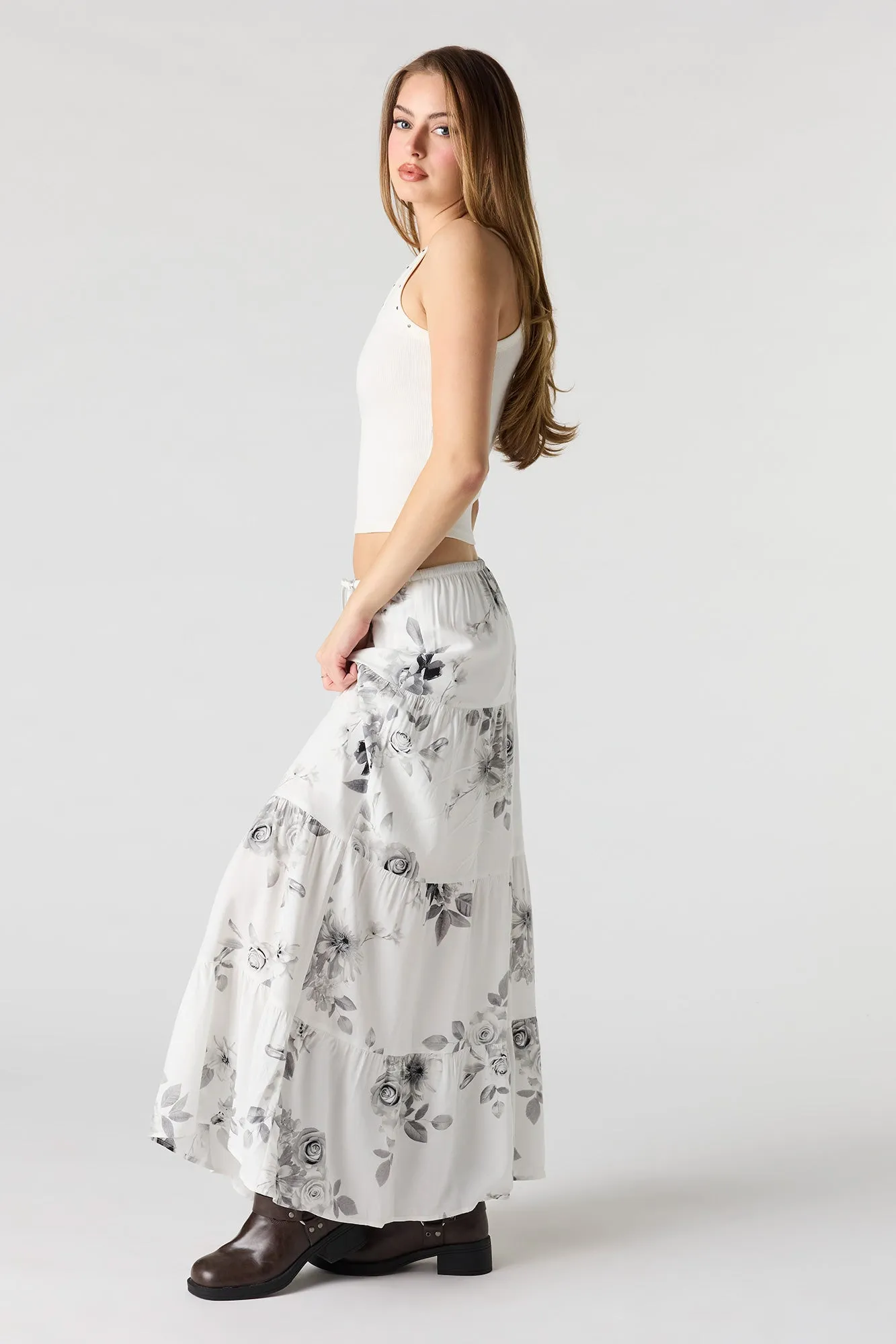 Drawstring Tiered Maxi Skirt sold by Urban Planet product image thumbnail 2