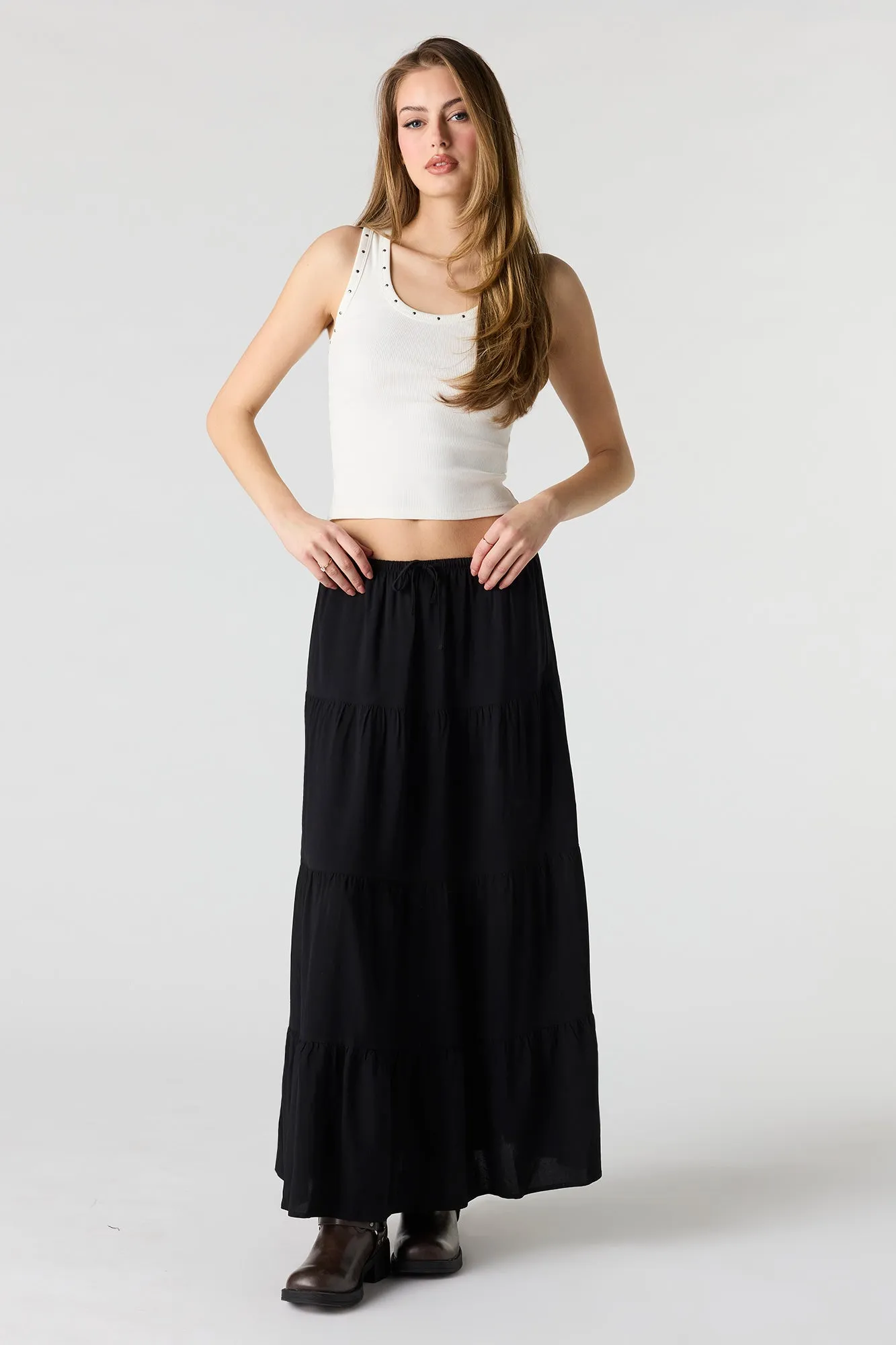 Drawstring Tiered Maxi Skirt sold by Urban Planet product image thumbnail 4