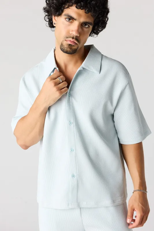 Textured Button-Up Collared Boxy Top made by Urban Planet