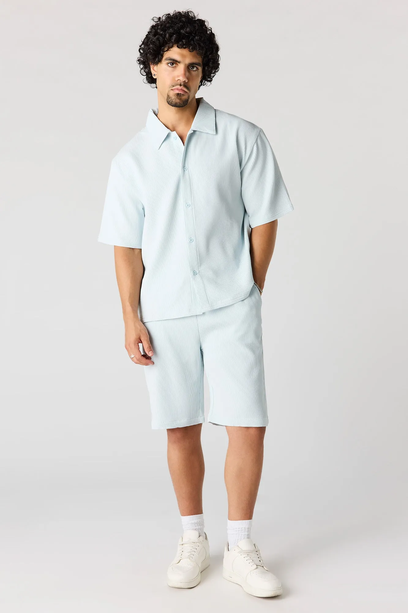 Textured Button-Up Collared Boxy Top sold by Urban Planet product image thumbnail 3