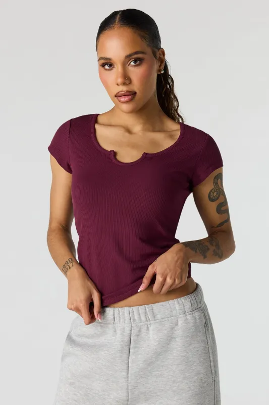 Scoop Neck Ribbed T-Shirt made by Stitches