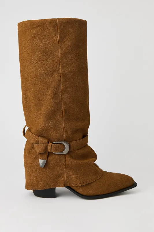 Faux Suede Strap Heel Boot made by Stitches