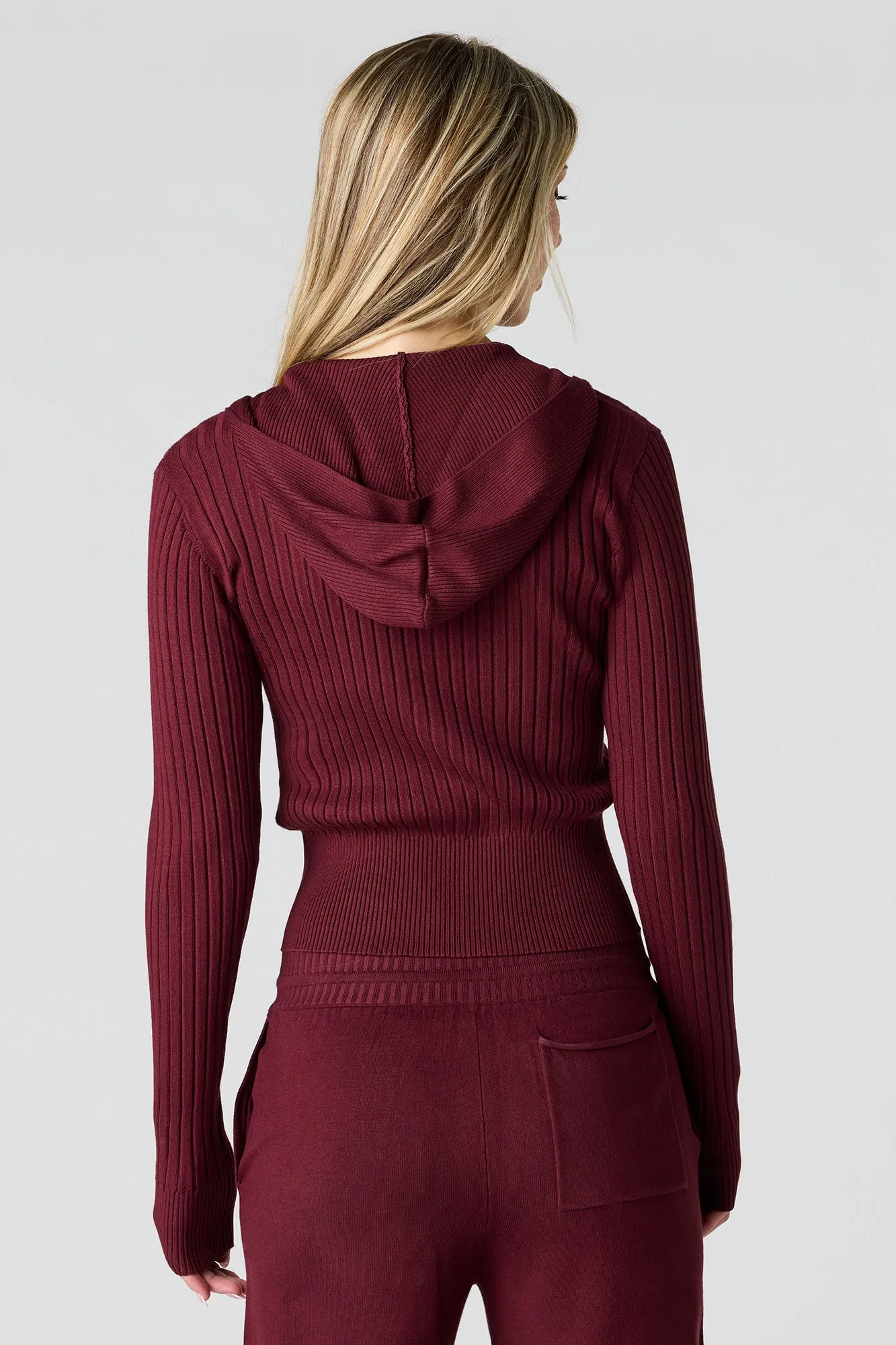 Ribbed Knit Zip-Up Hoodie sold by Urban Planet product image thumbnail 2
