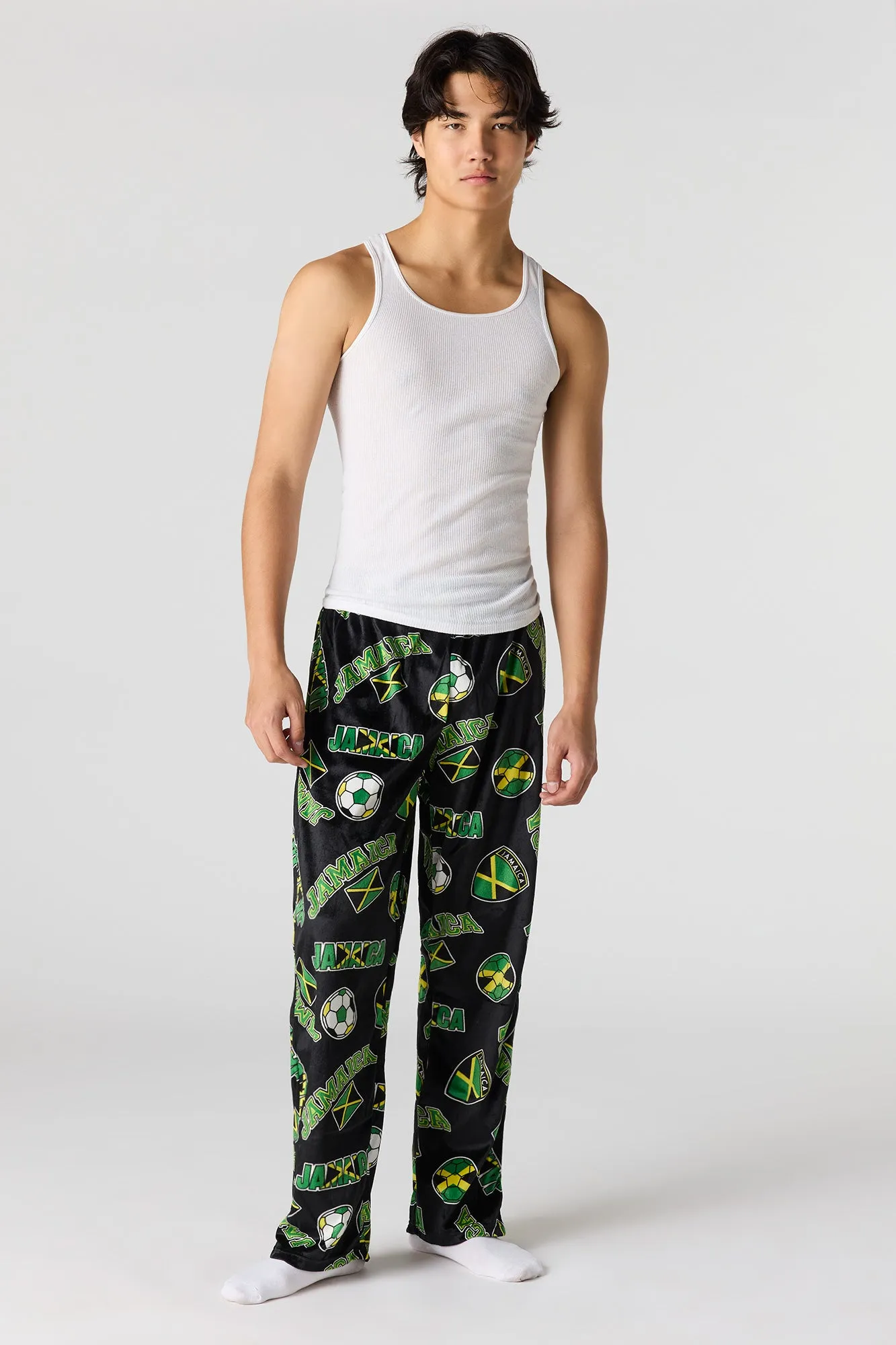 Jamaica Print Plush Pajama Pant sold by Urban Planet product image thumbnail 2