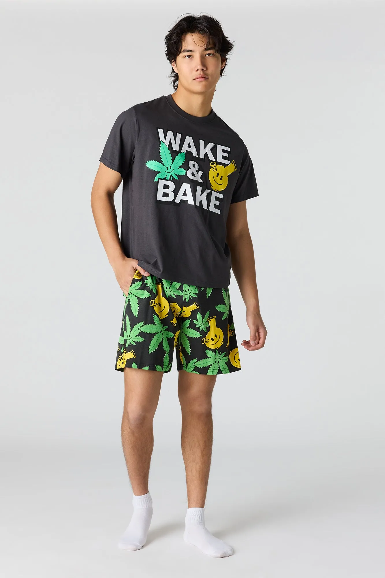 Graphic Tee & Printed Short Pajama Set sold by Urban Planet product image thumbnail 5
