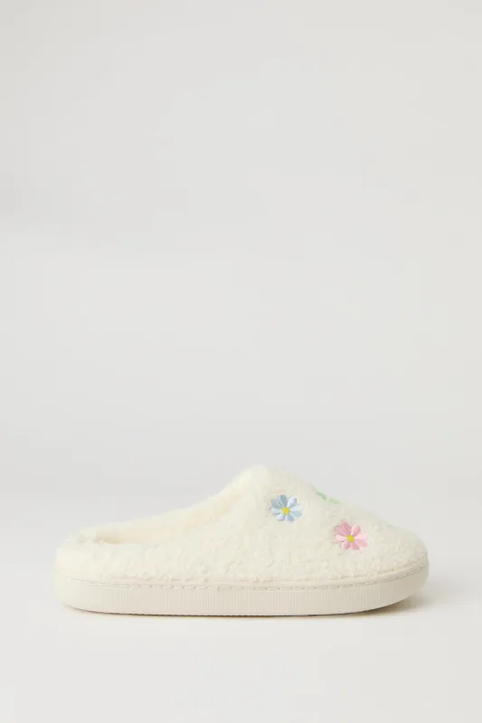 Floral Sherpa Slippers made by Stitches