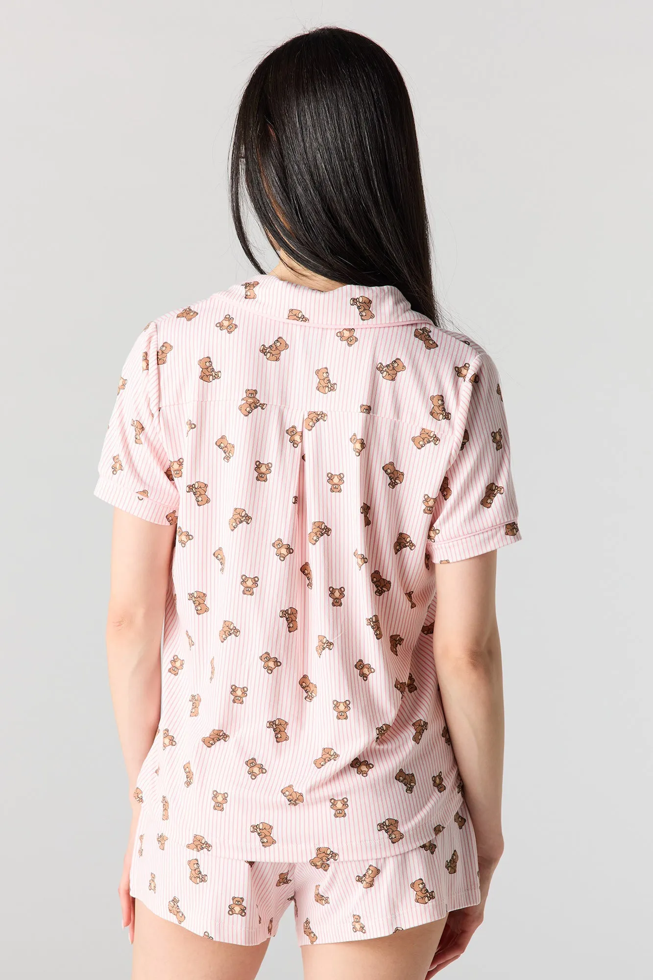 Button-Up Collared Top & Pajama Pant & Short Set (3 Pieces) sold by Urban Planet product image thumbnail 4