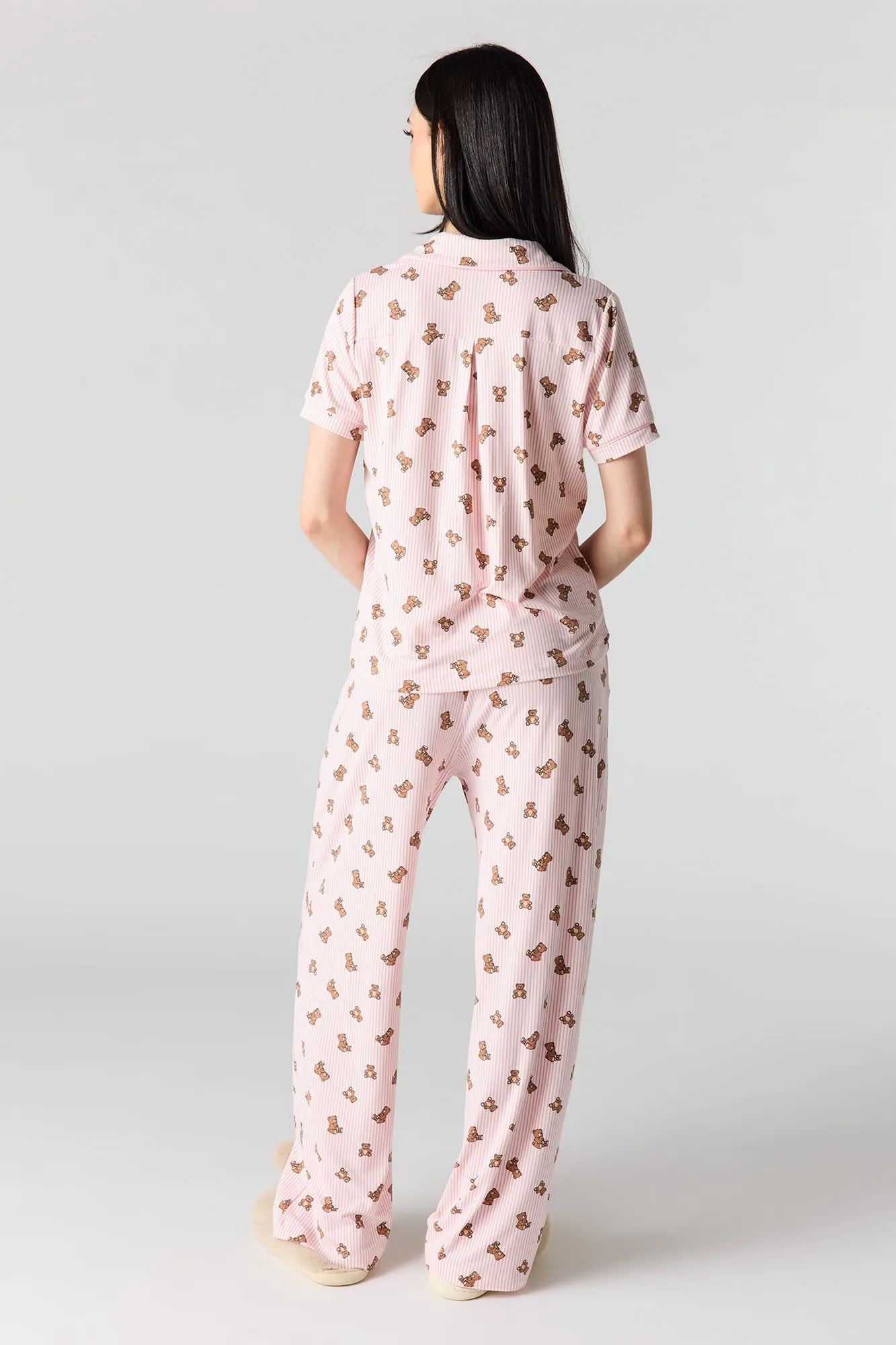 Button-Up Collared Top & Pajama Pant & Short Set (3 Pieces) sold by Urban Planet product image thumbnail 5