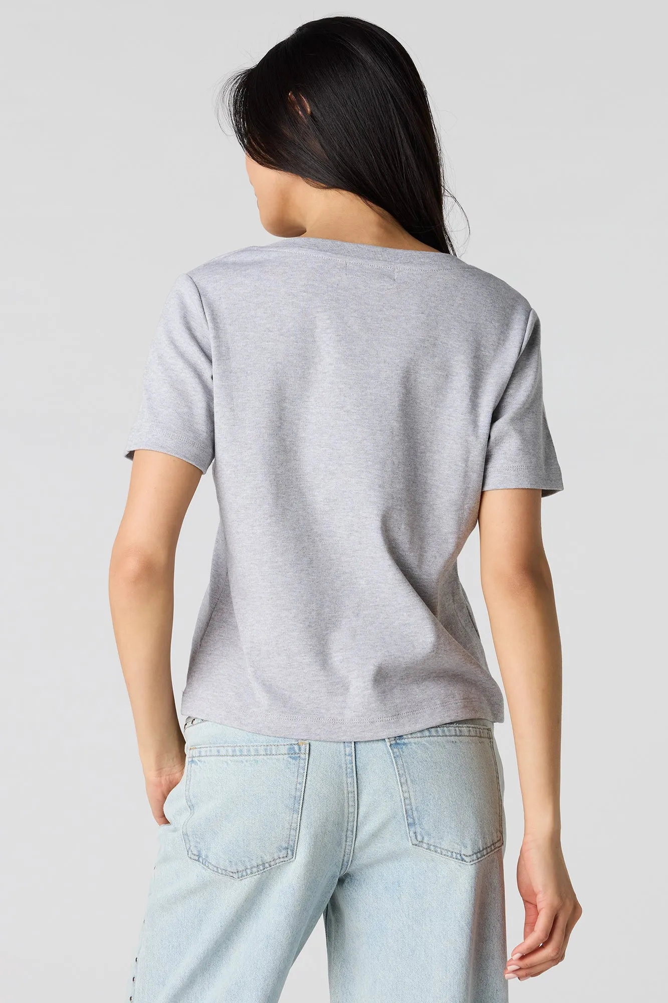 Luxe Heavy Cotton Boxy V-Neck T-Shirt sold by Urban Planet product image thumbnail 2