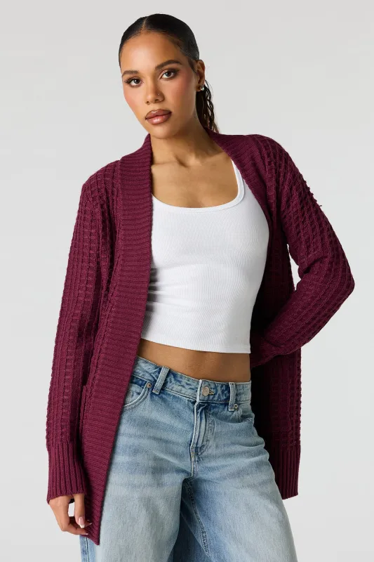 Waffle Knit Open Front Cardigan made by Stitches