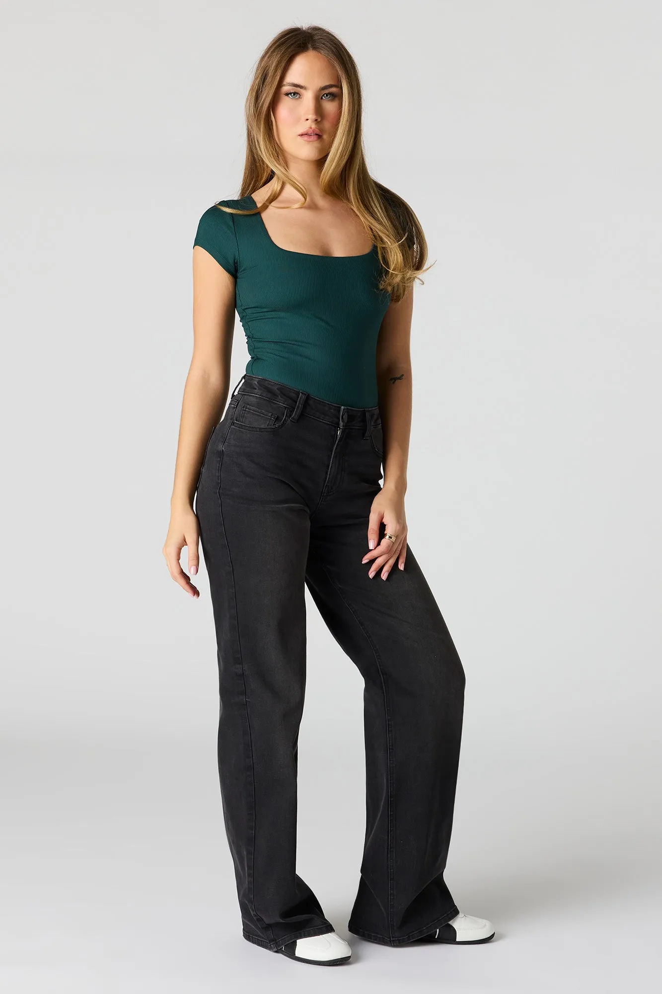 Contour Ribbed Square Neck Bodysuit sold by Urban Planet product image thumbnail 3