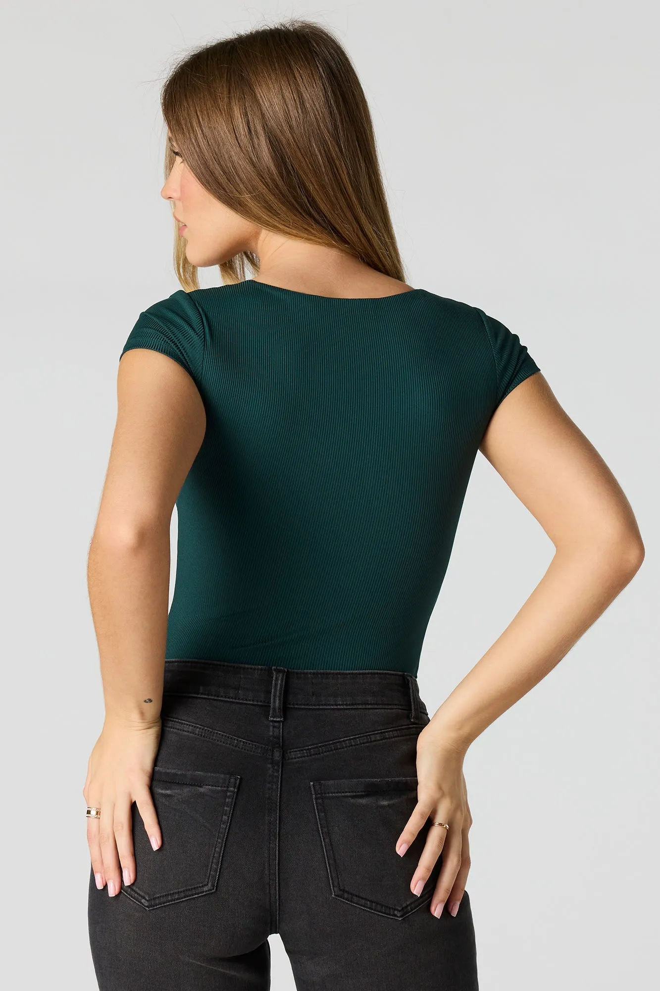 Contour Ribbed Square Neck Bodysuit sold by Urban Planet product image thumbnail 2