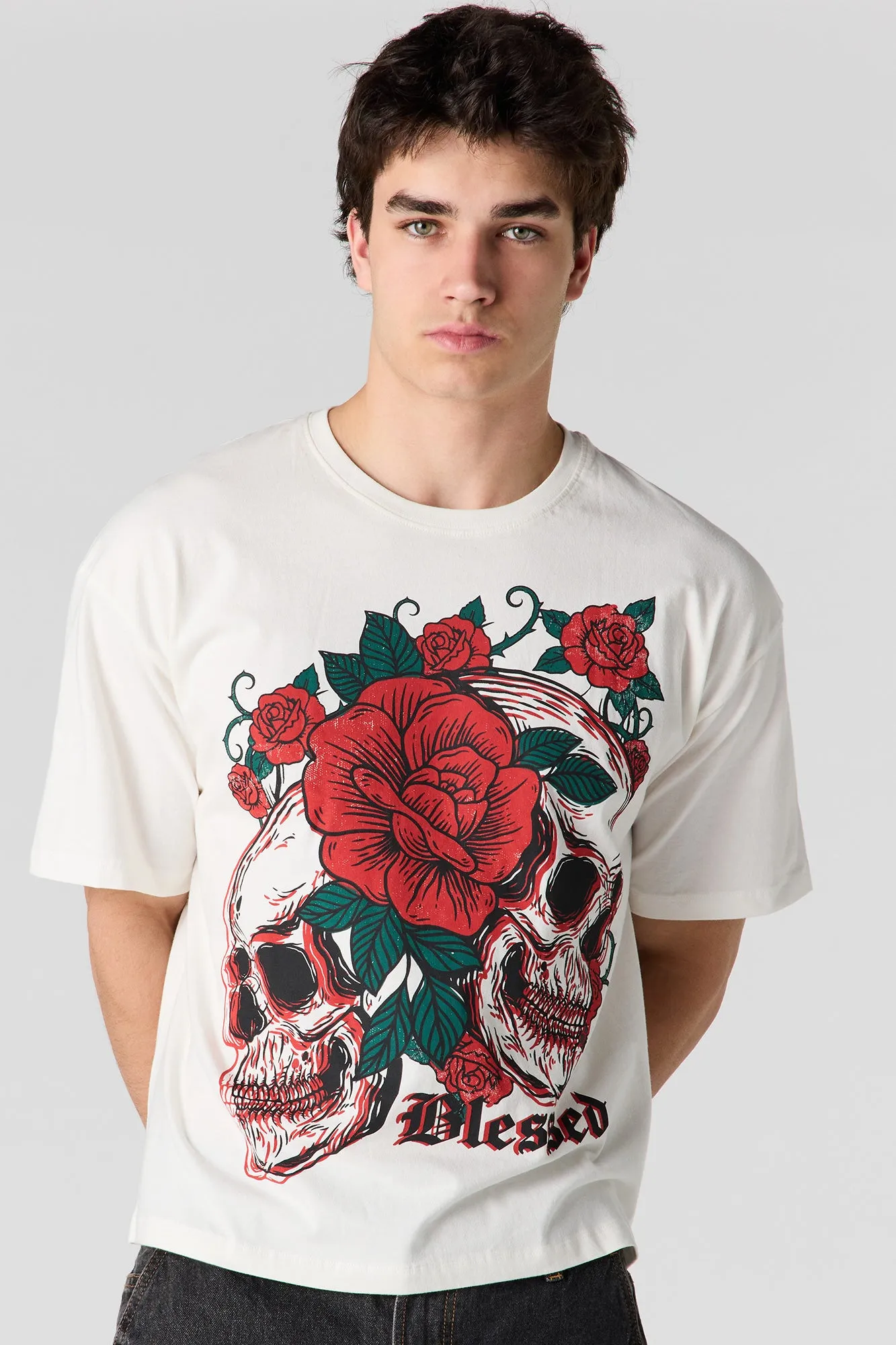 Skull Graphic Boxy T-Shirt sold by Urban Planet