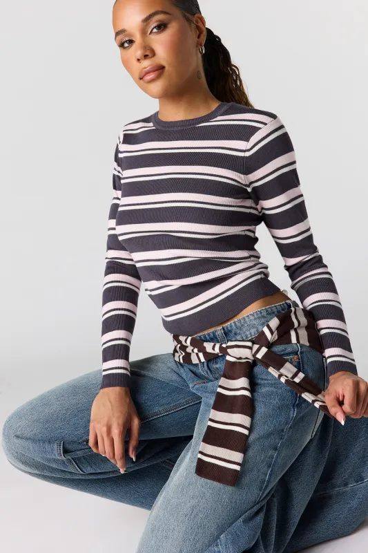 Striped Ribbed Knit Sweater made by Stitches
