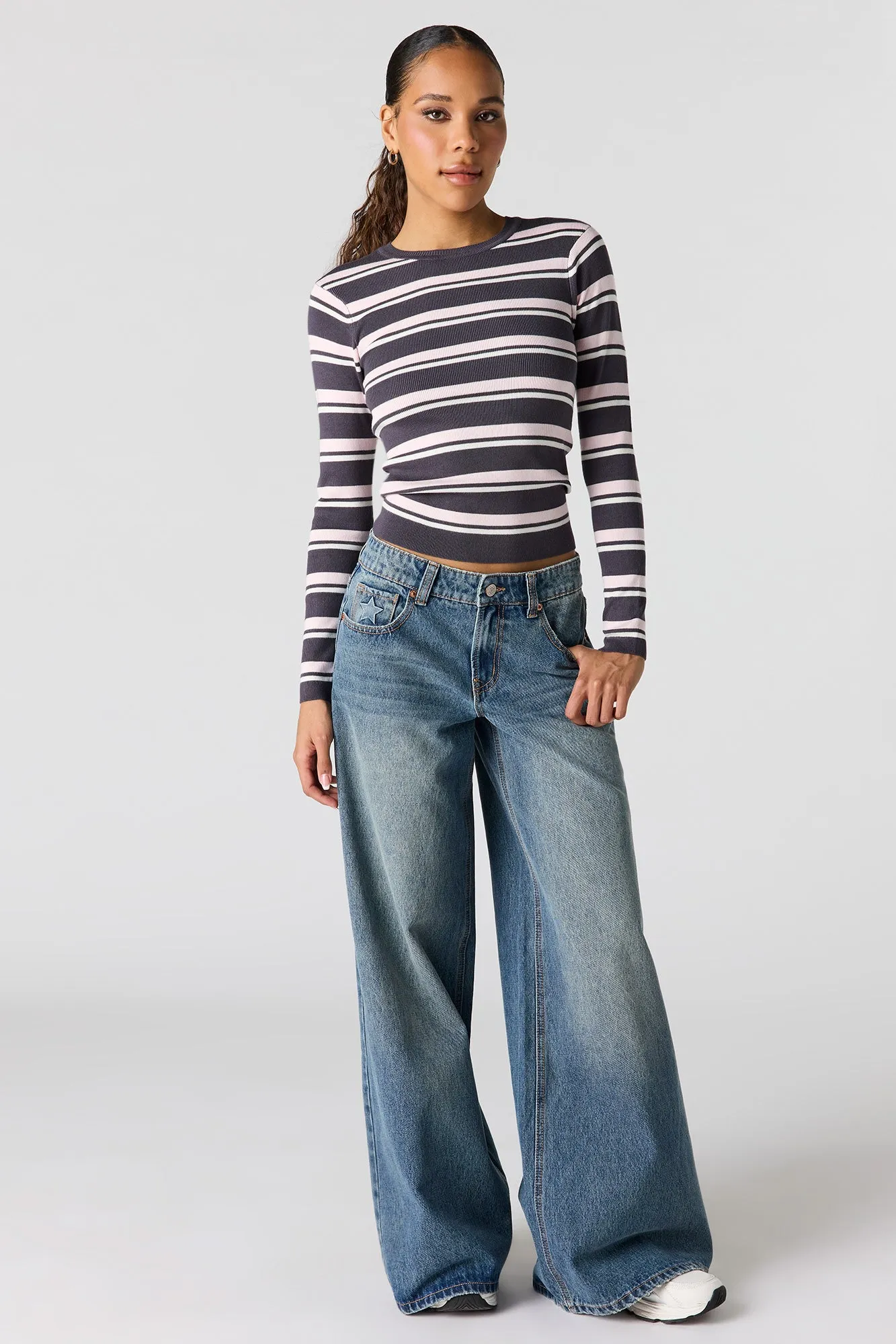 Striped Ribbed Knit Sweater sold by Urban Planet product image thumbnail 3