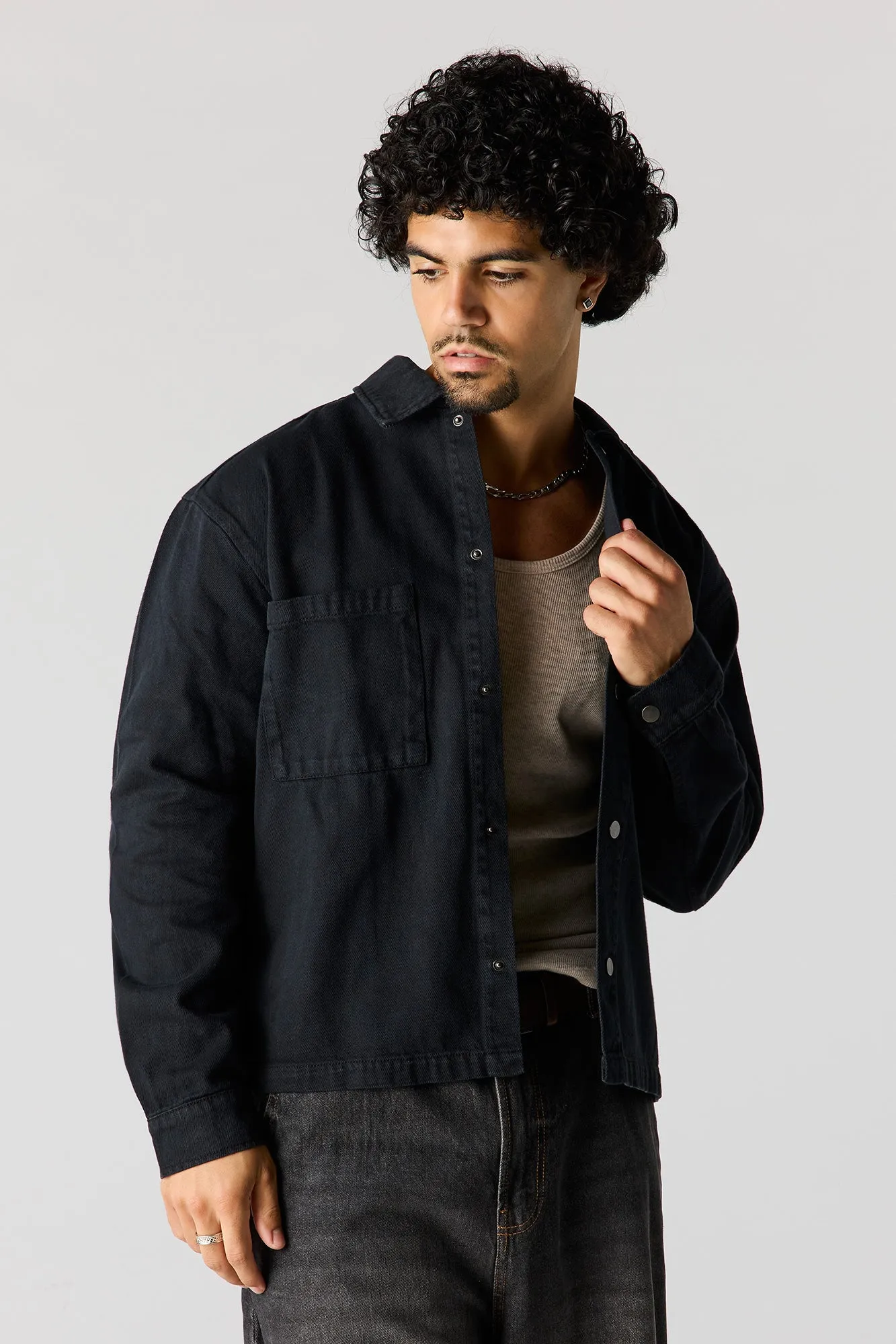 Boxy Denim Button-Up Top sold by Urban Planet product image thumbnail 4