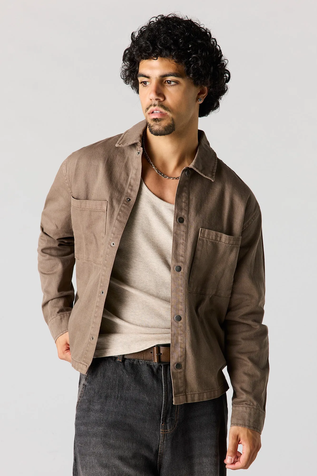 Boxy Denim Button-Up Top sold by Urban Planet