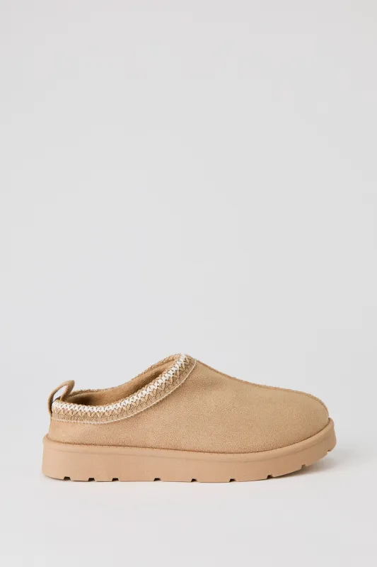 Faux Suede Embroidered Slipper Booties made by Stitches