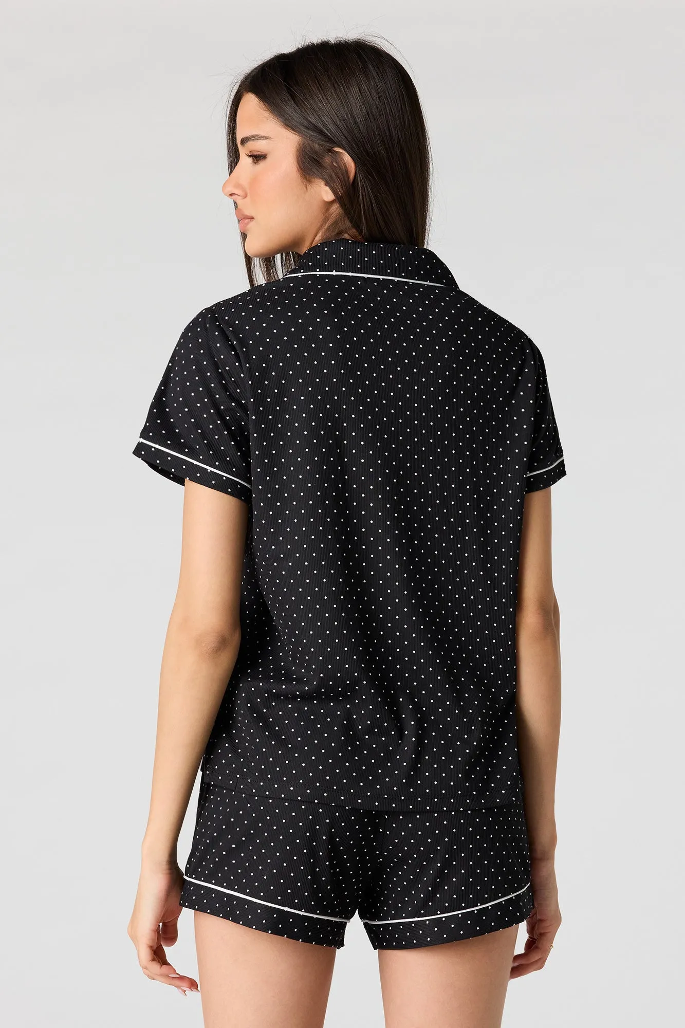 Printed Button-Up Top & Short Pajama Set sold by Urban Planet product image thumbnail 2