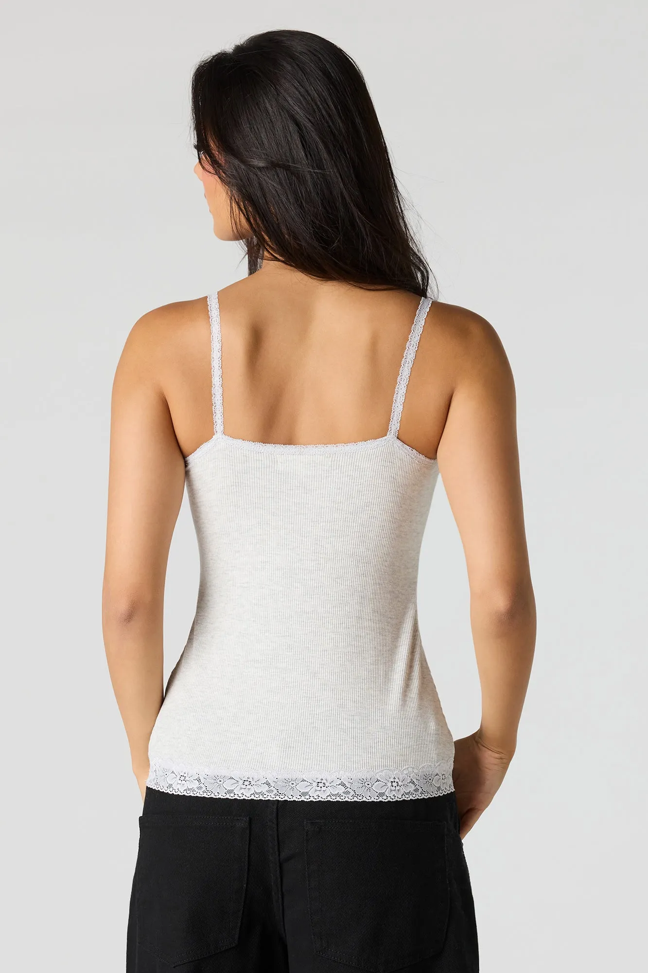 Ribbed Lace Trim V-Neck Cami sold by Urban Planet product image thumbnail 2