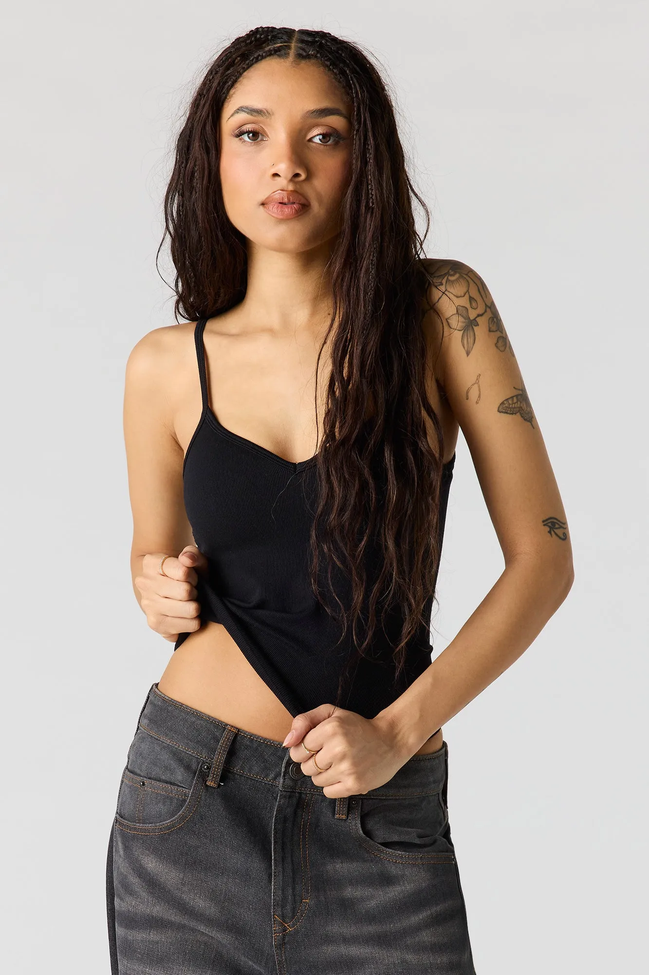 Braless Seamless Ribbed V-Neck Cami sold by Urban Planet product image thumbnail 5