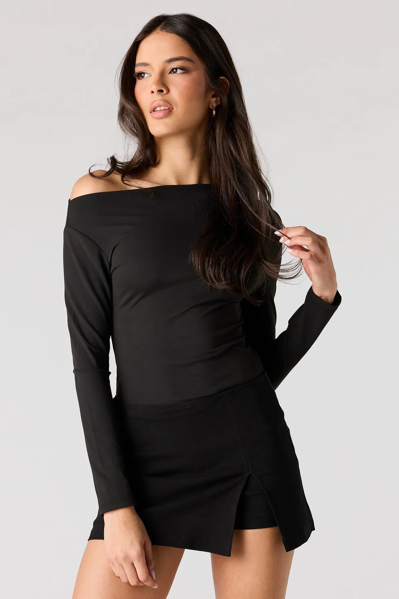 Contour Off Shoulder Long Sleeve Bodysuit sold by Urban Planet product image thumbnail 5