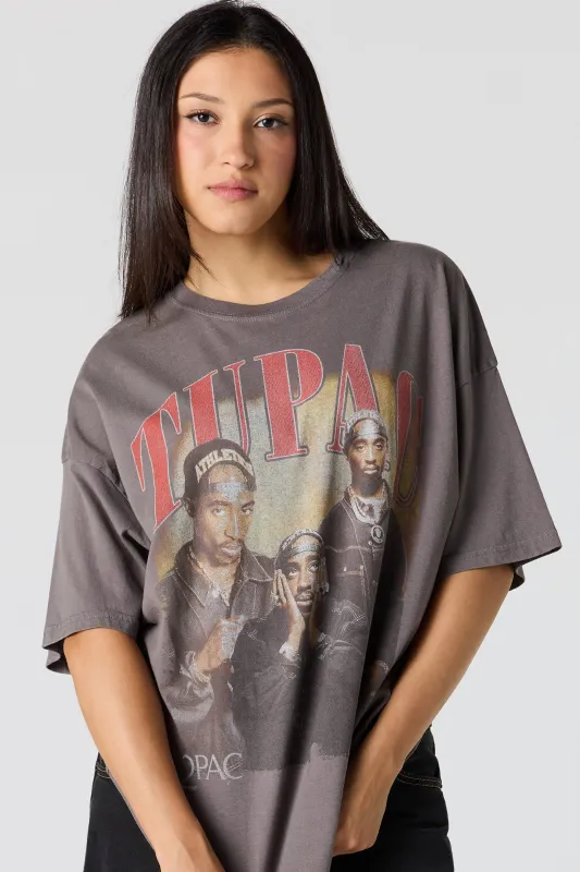 Tupac Graphic Washed Oversized T-Shirt made by Stitches