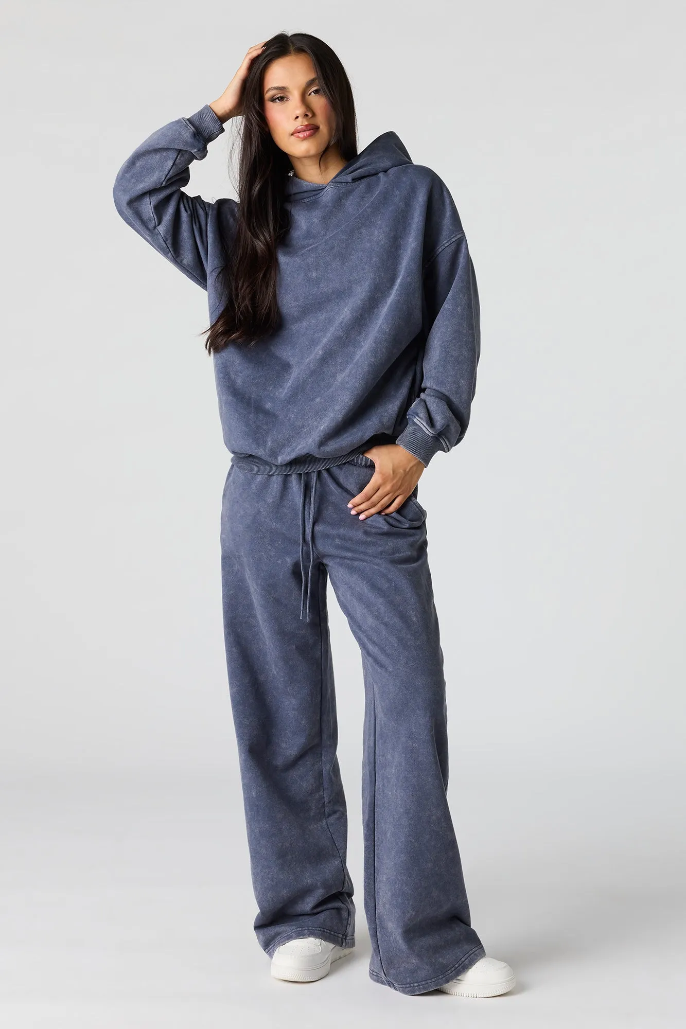 Luxe Fleece Washed Wide Leg Sweatpant sold by Urban Planet product image thumbnail 5