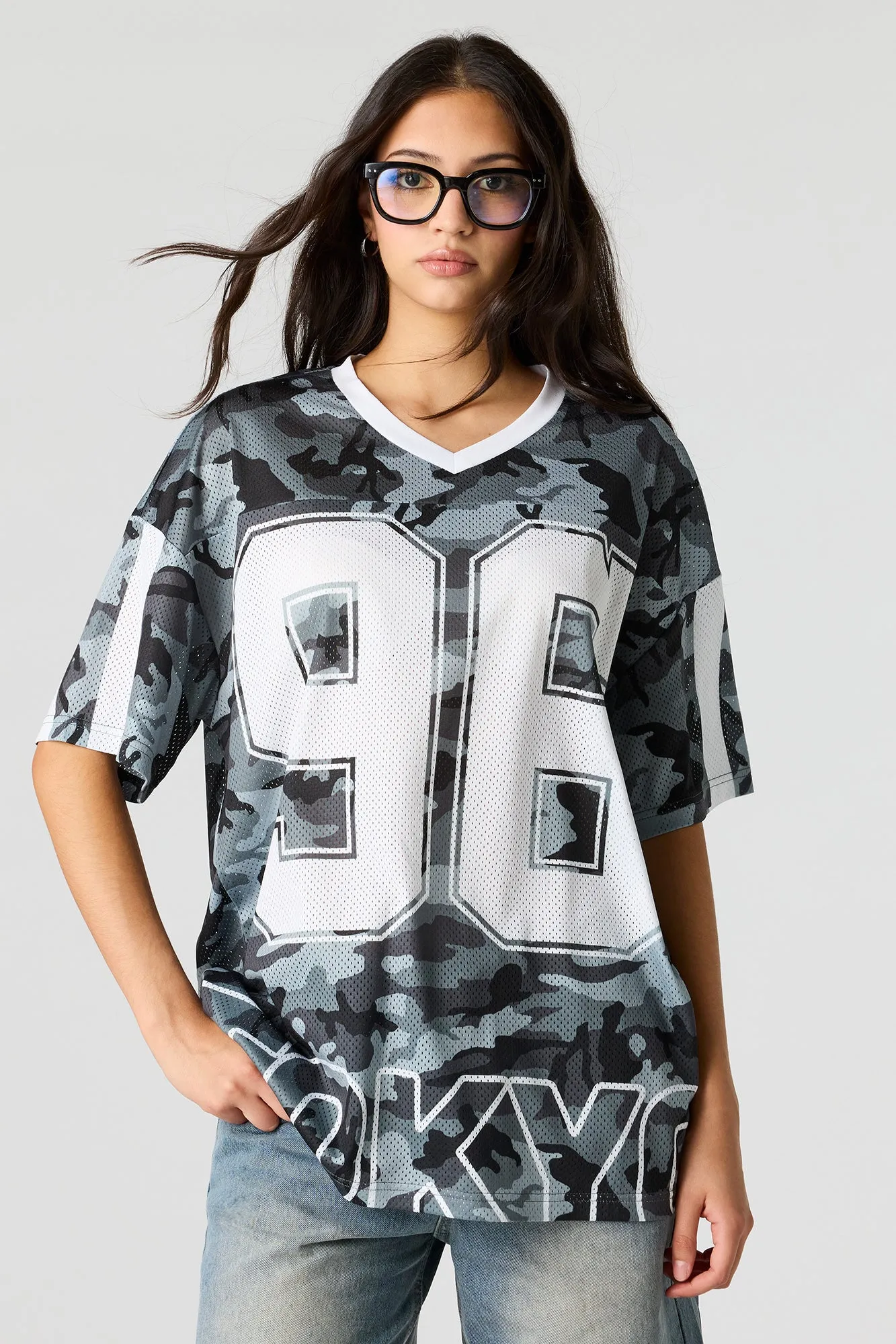Mesh Graphic V-Neck Jersey sold by Urban Planet product image thumbnail 4