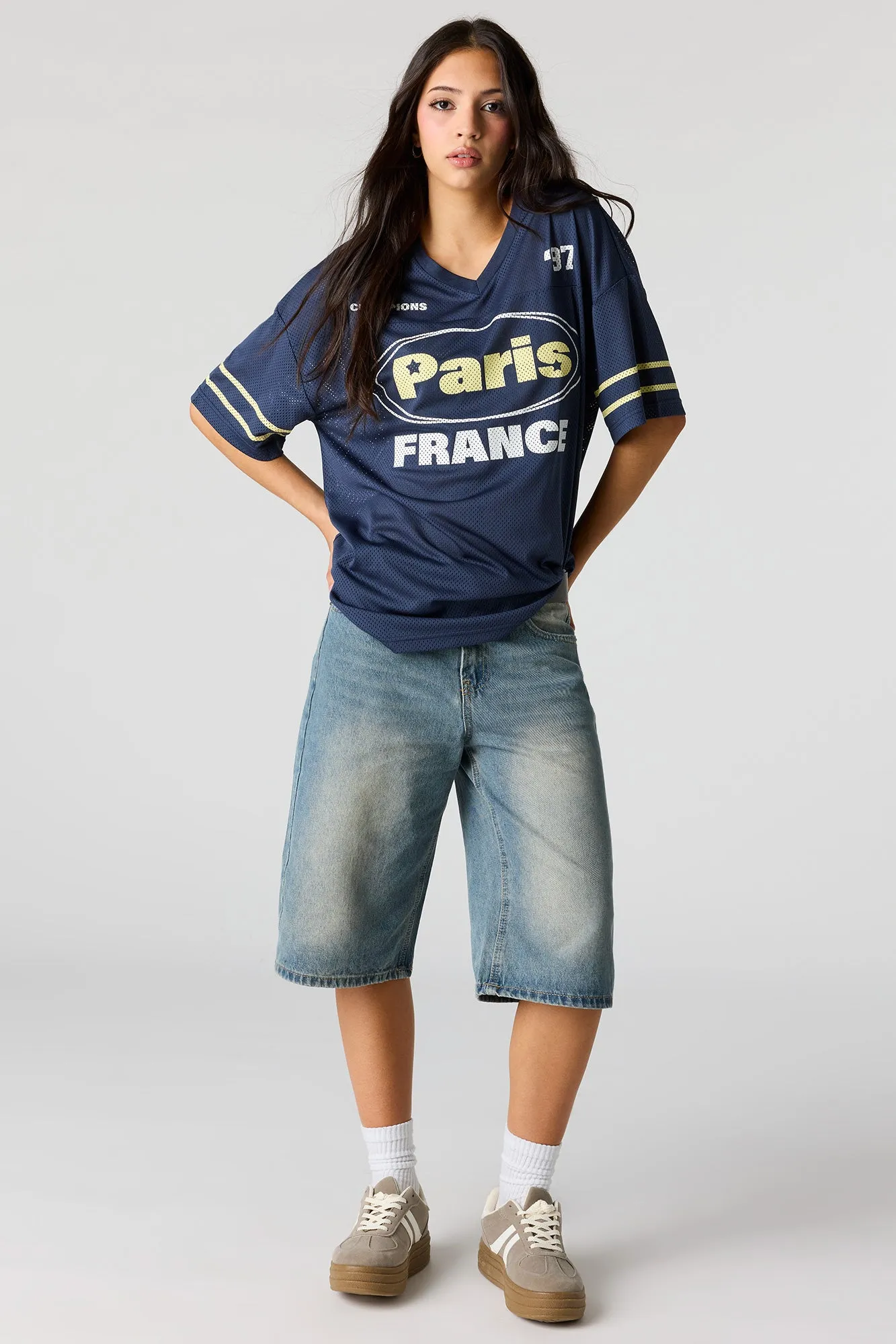 Mesh Graphic V-Neck Jersey sold by Urban Planet product image thumbnail 3